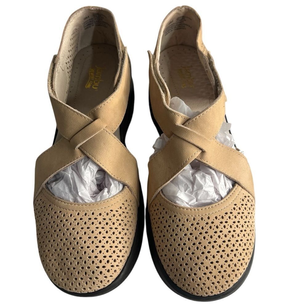 Jambu Belize Mary Jane Platform Adjustable Comfort Wedges size 9M Tan Suede